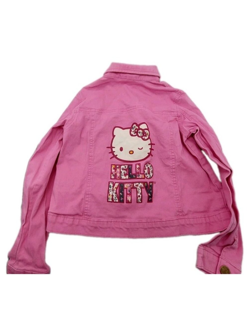 Hello Kitty Snap Button Closure Long Sleeve Denim Jacket Girl's Size 10 READ
